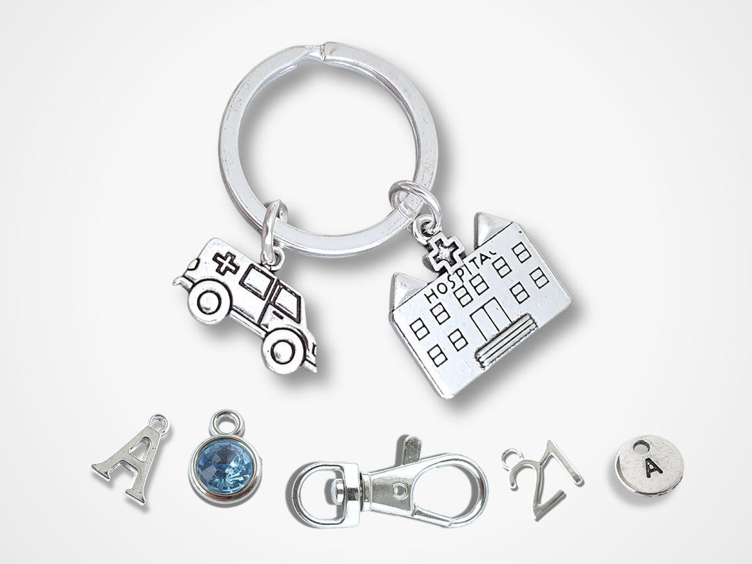 Ambulance Keyring - Silver