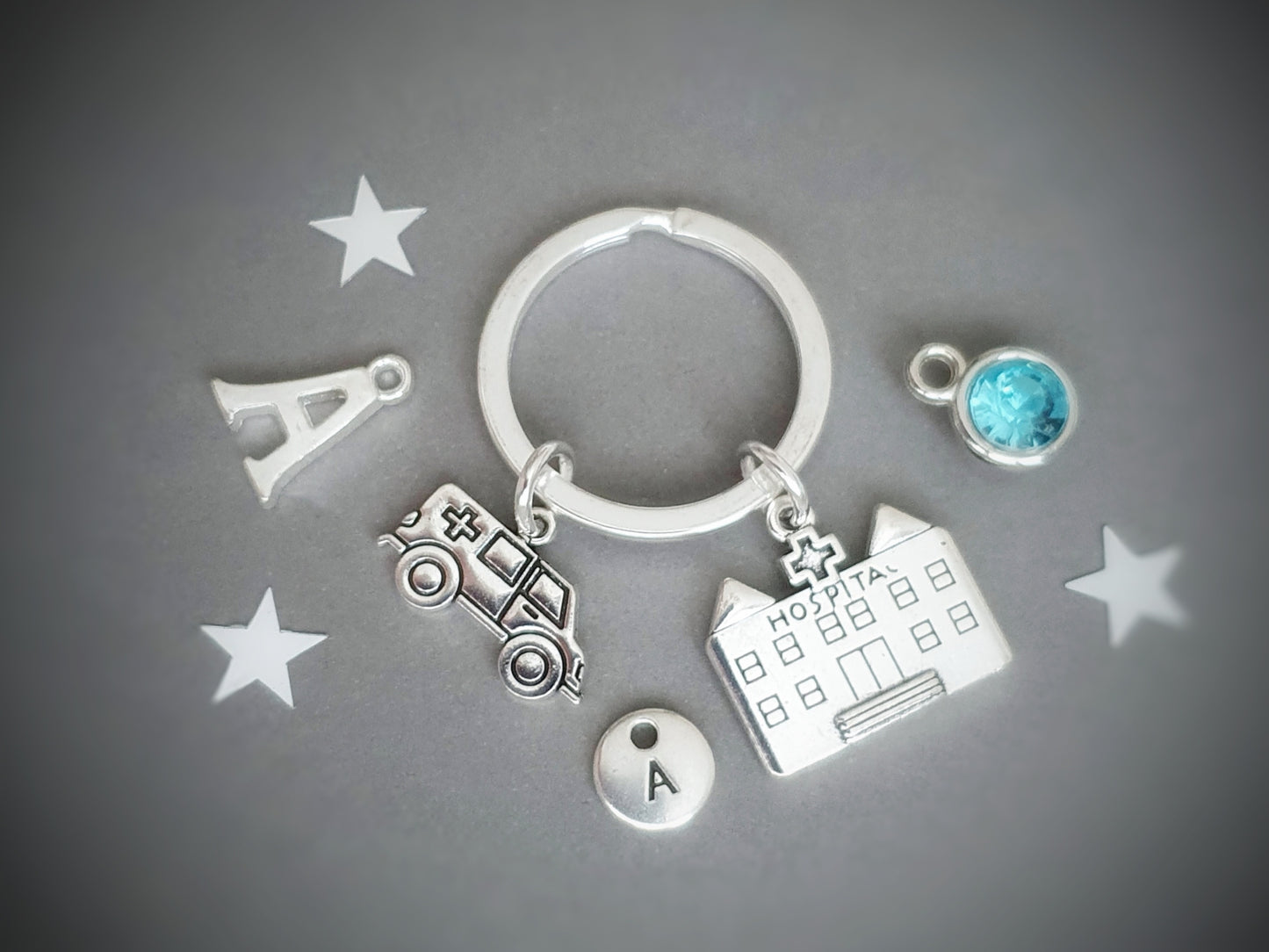 Ambulance Keyring - Silver