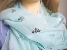 Load image into Gallery viewer, Bee Scarf - Aqua
