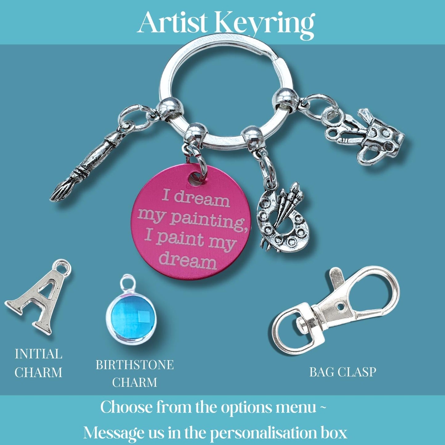 Engraved Artist Keyring - Silver