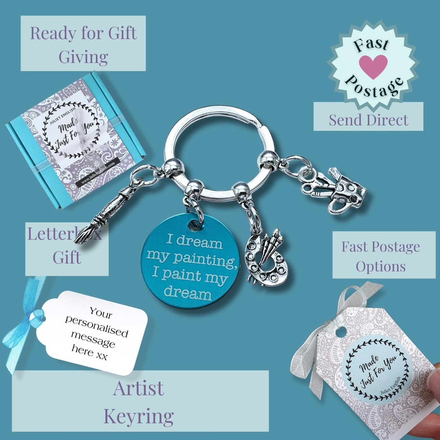 Engraved Artist Keyring - Silver