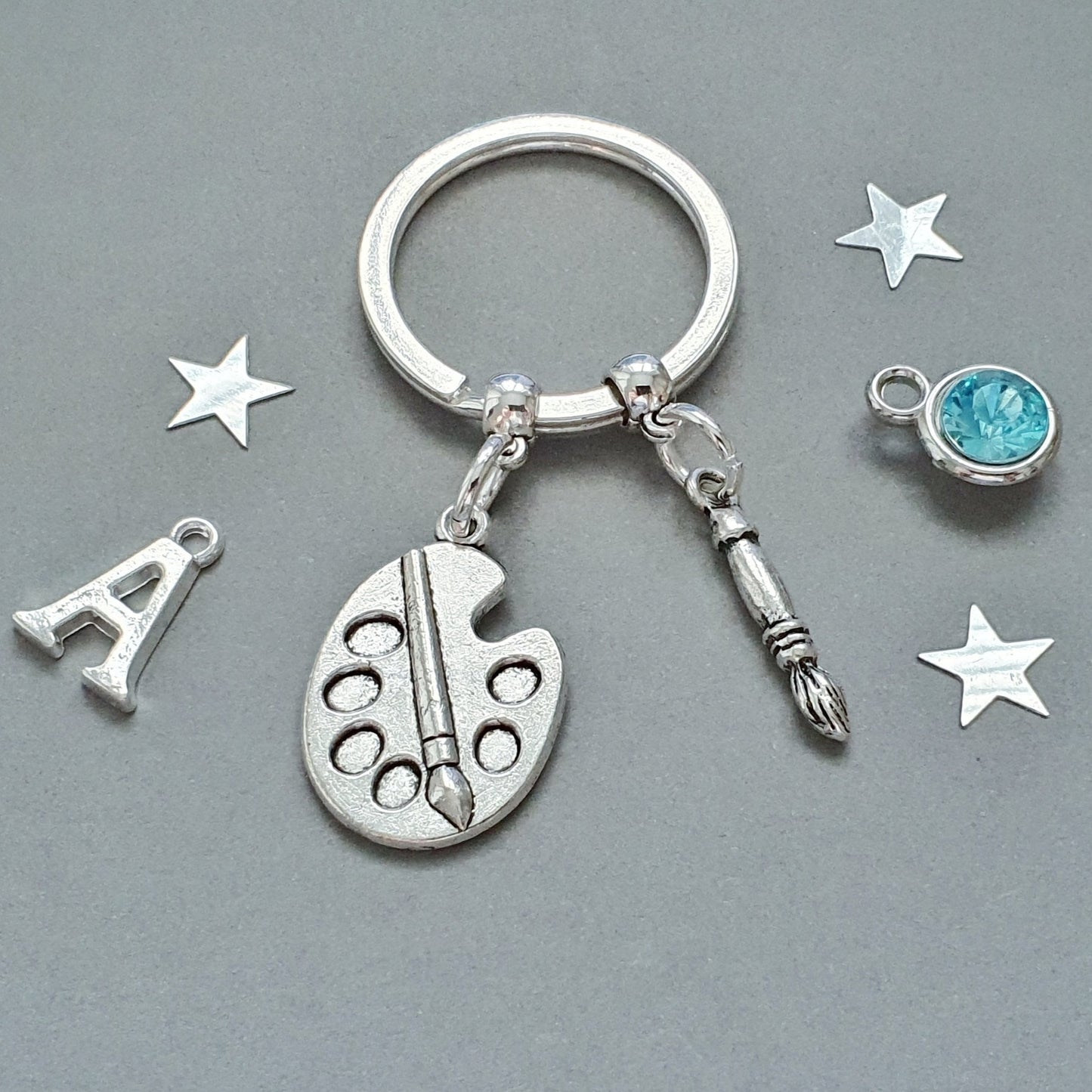 Artist Keyring ~ Personalised Gift for Artist ~ Silver