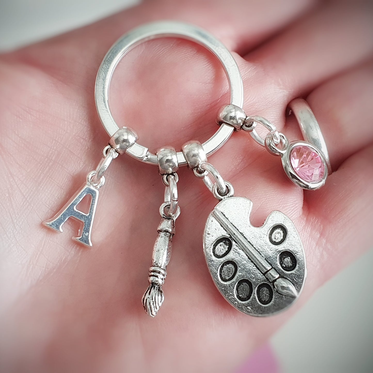 Artist Keyring ~ Personalised Gift for Artist ~ Silver