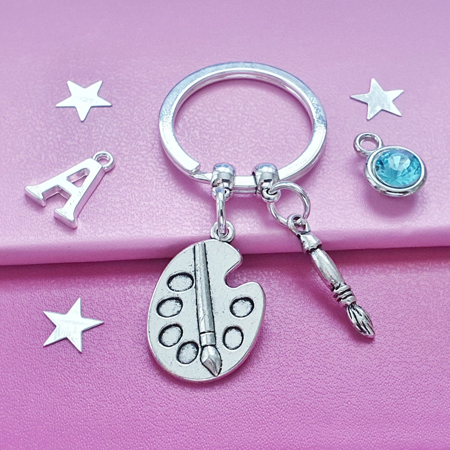 Artist Keyring ~ Personalised Gift for Artist ~ Silver