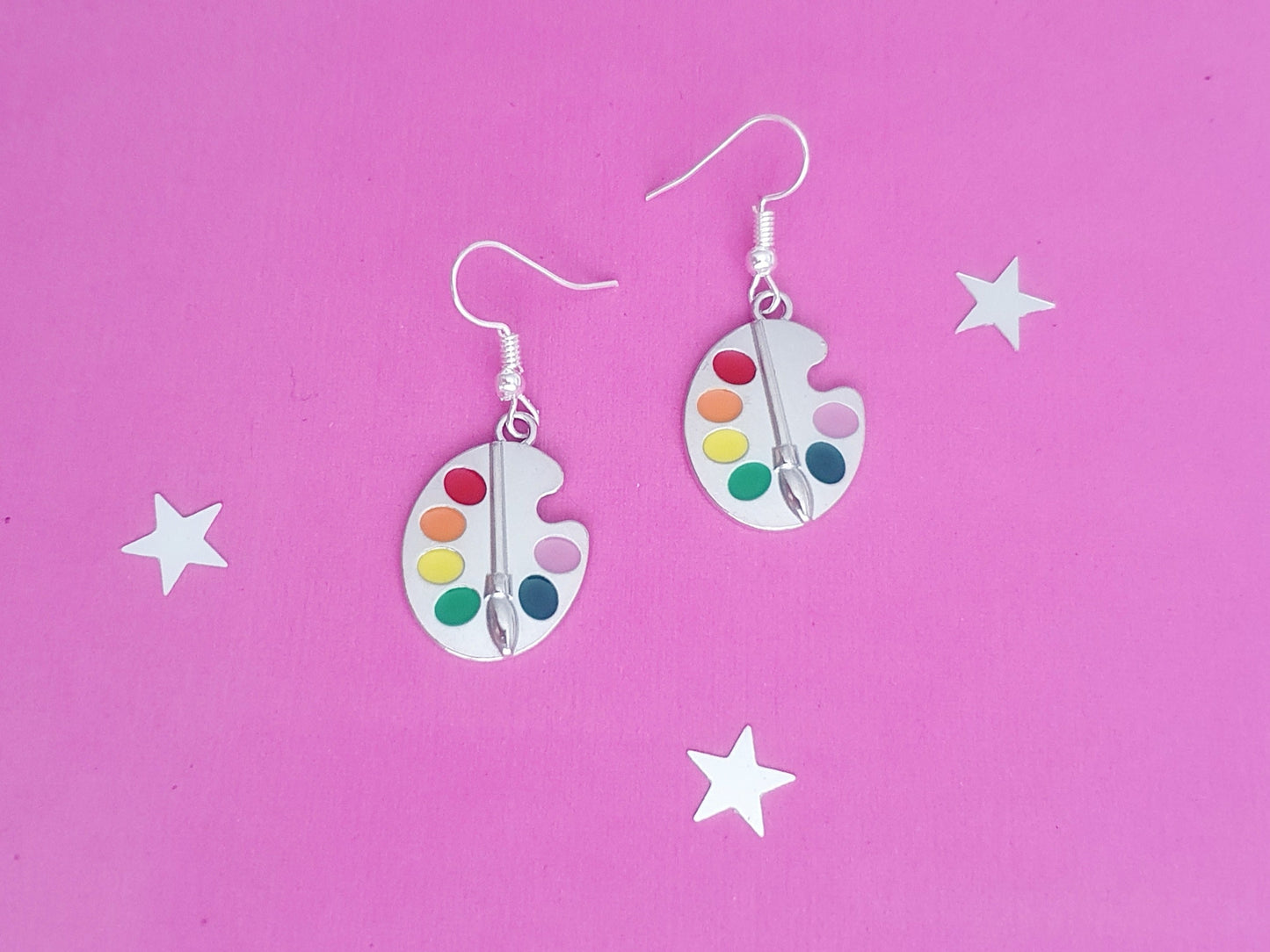 Paint Palette Earrings - Silver