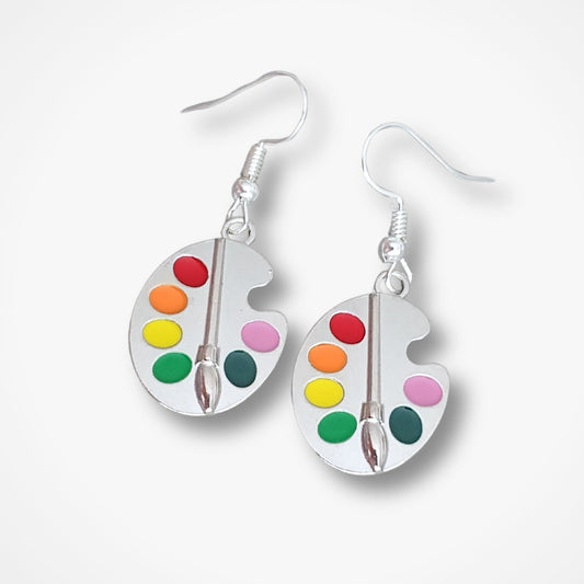 Paint Palette Earrings - Silver