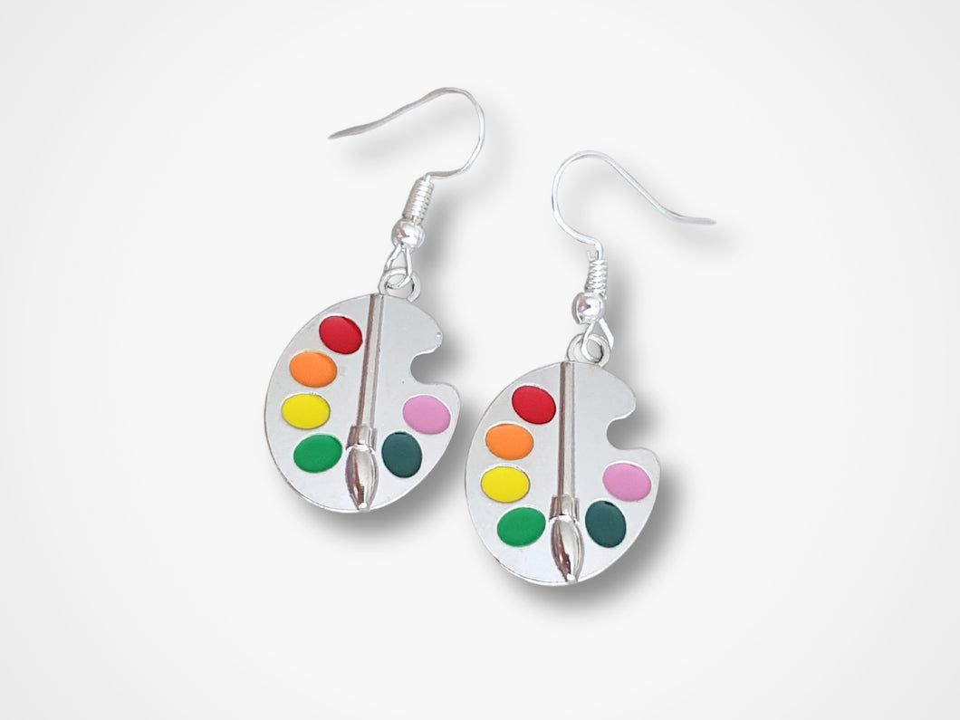 Paint Palette Earrings - Silver