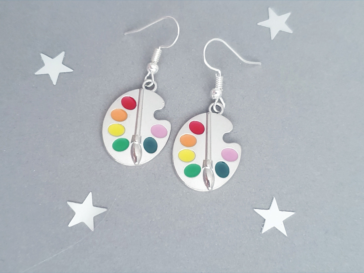 Paint Palette Earrings - Silver