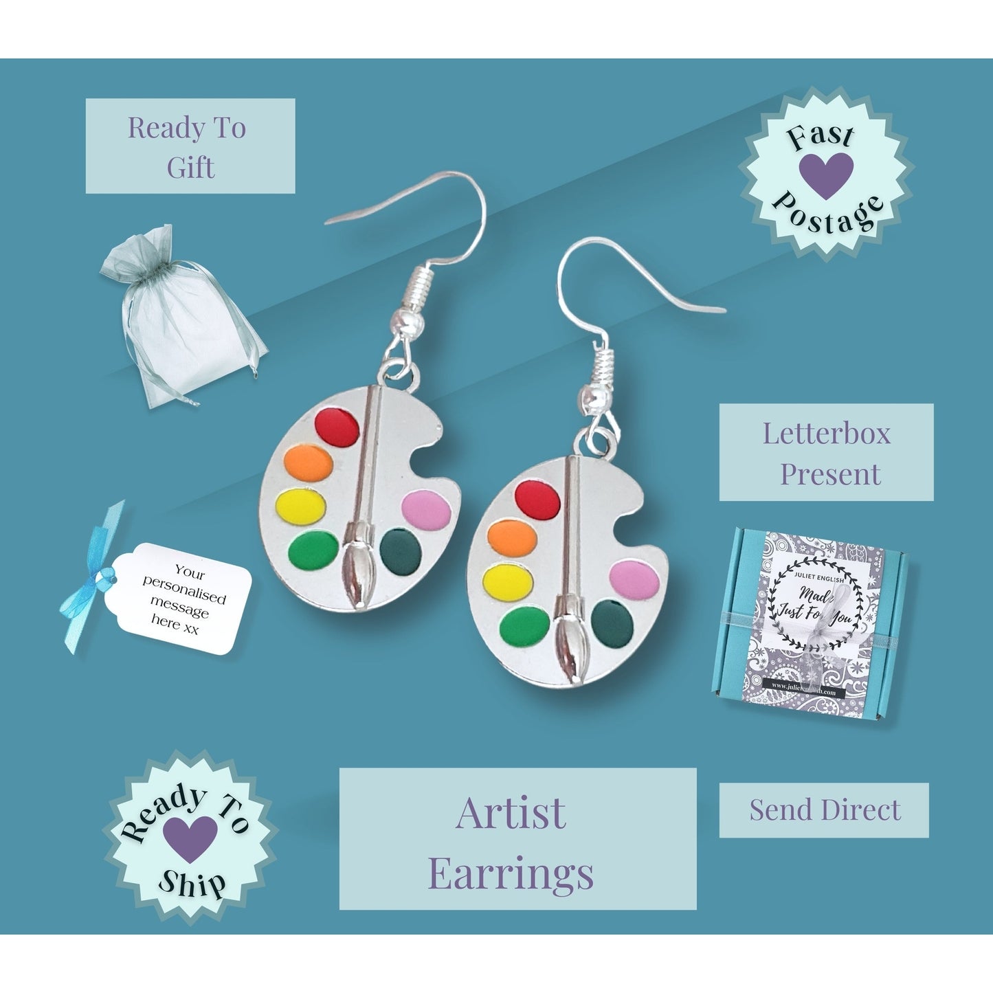 Paint Palette Earrings - Silver