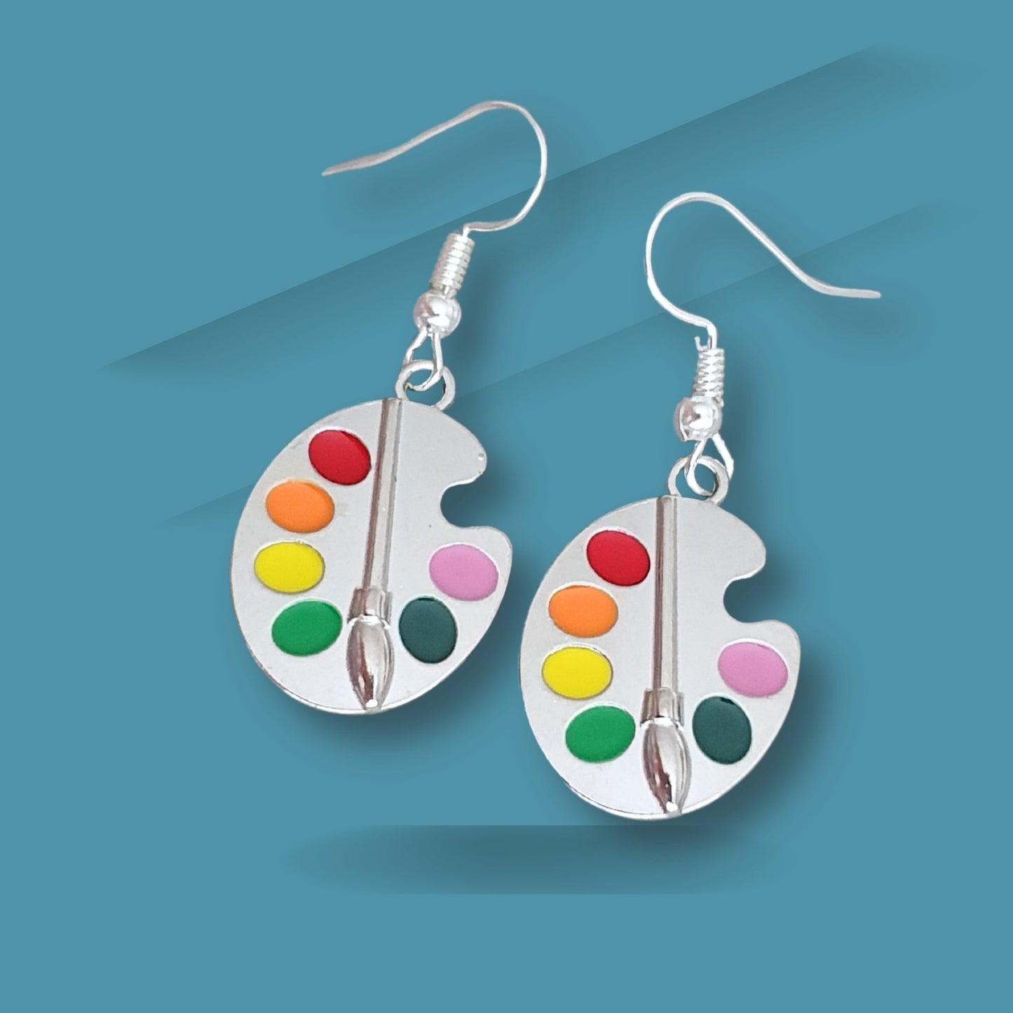 Paint Palette Earrings - Silver