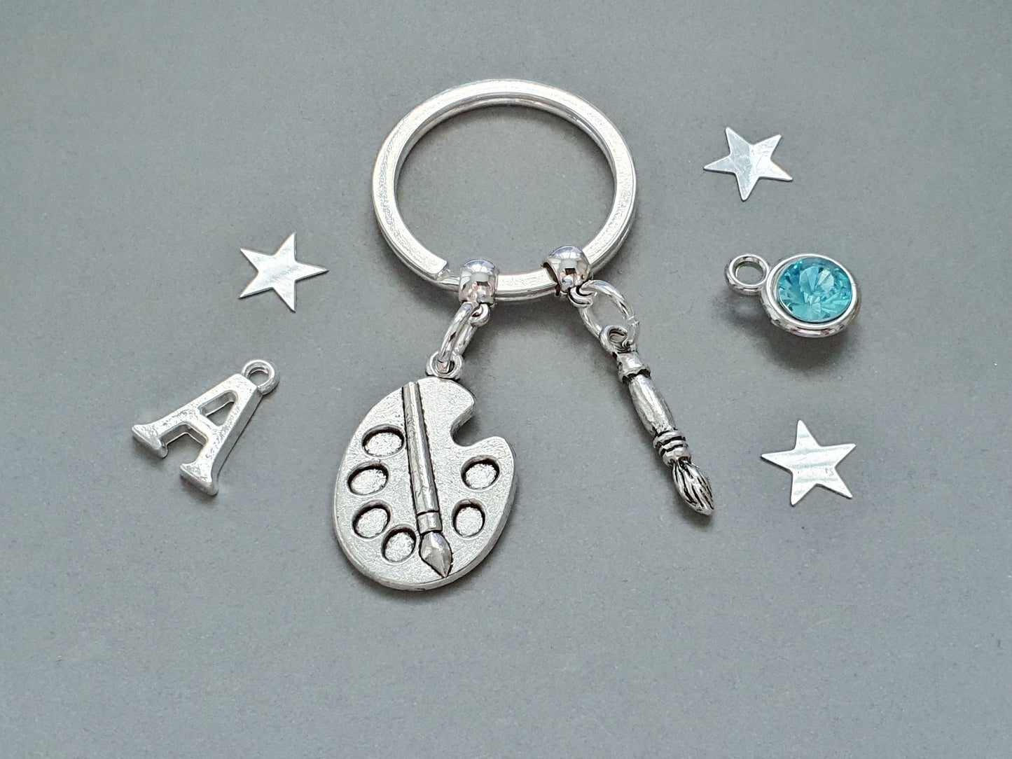 Artist Keyring ~ Personalised Gift for Artist ~ Silver