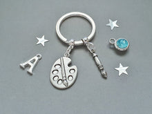 Load image into Gallery viewer, Artist Keyring ~ Personalised Gift for Artist ~ Silver
