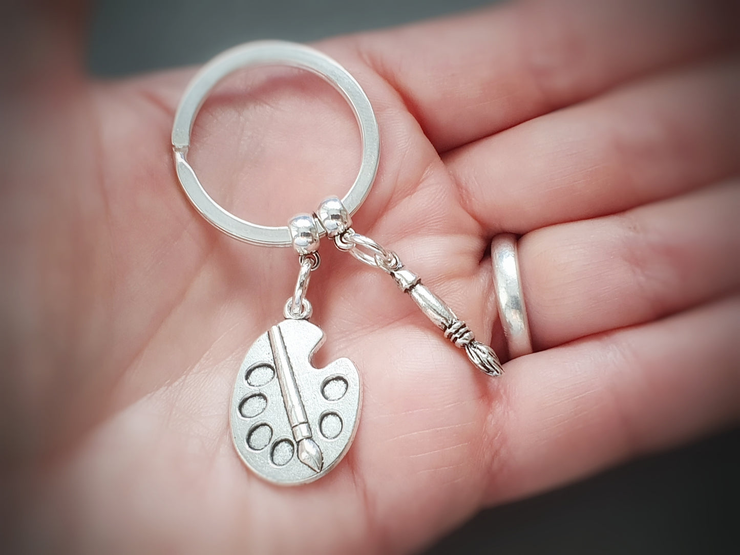 Artist Keyring ~ Personalised Gift for Artist ~ Silver