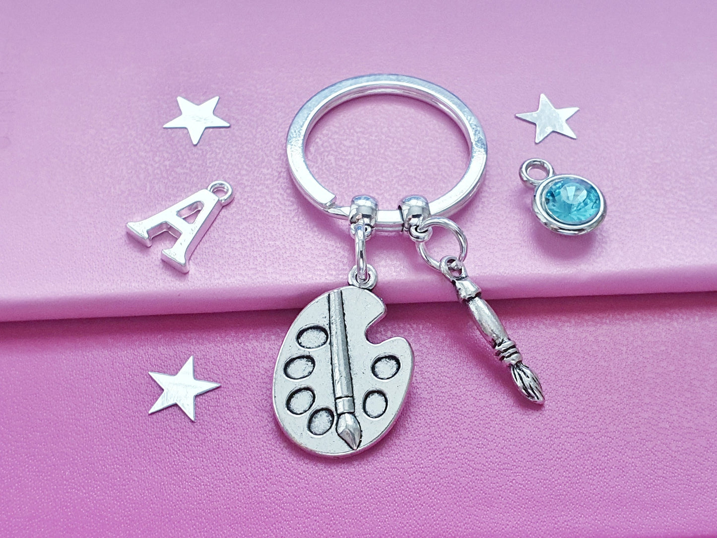 Artist Keyring ~ Personalised Gift for Artist ~ Silver