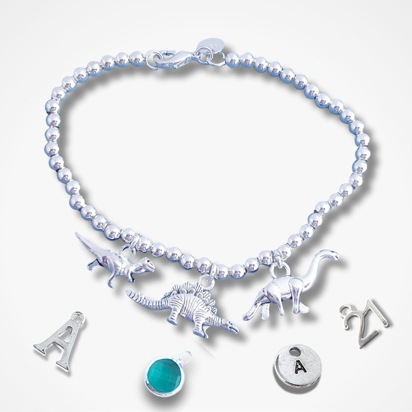 Dinosaur Bead Ball Bracelet - Sterling Silver