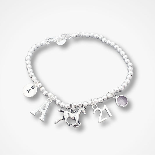 Horse Bead Ball Bracelet - Sterling Silver