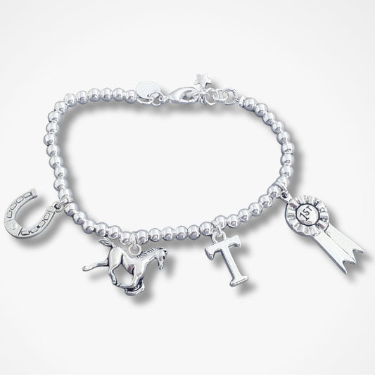 Horse Charms Bead Ball Bracelet - Sterling Silver