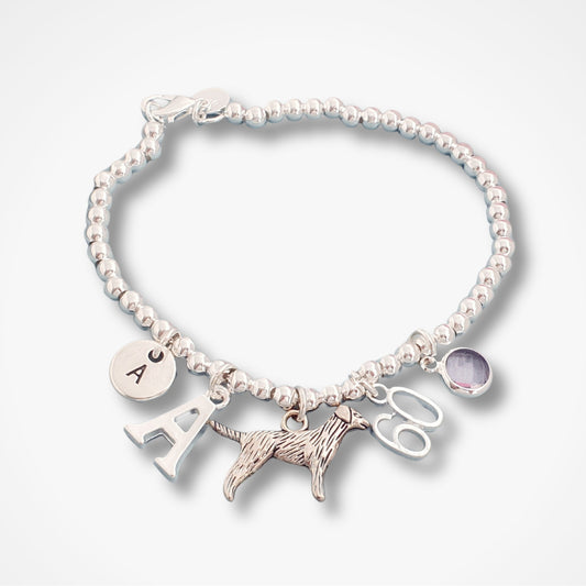 Labrador Bead Ball Bracelet - Sterling Silver