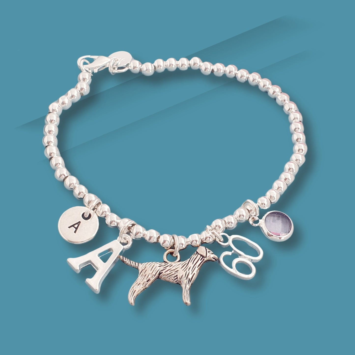 Labrador Bead Ball Bracelet - Sterling Silver