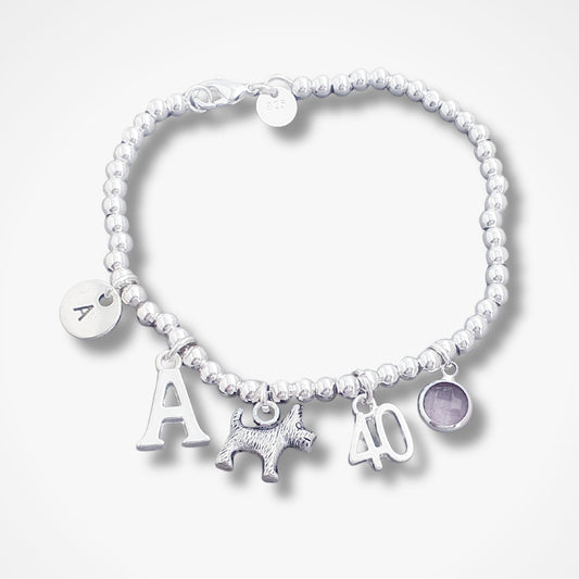 Scotty Dog Bead Ball Bracelet - Sterling Silver