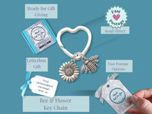 Load image into Gallery viewer, Personalised Bee and Flower Keyring - Silver
