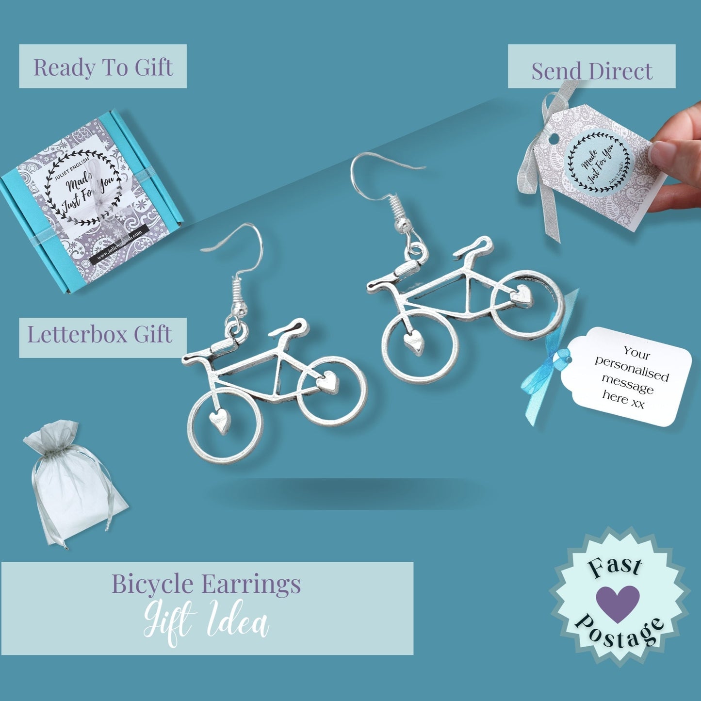 Bicycle Earrings - Silver