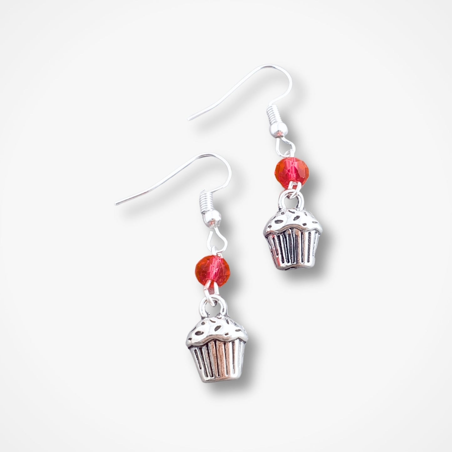 Cupcake Birthstone Earrings - Silver & Glass