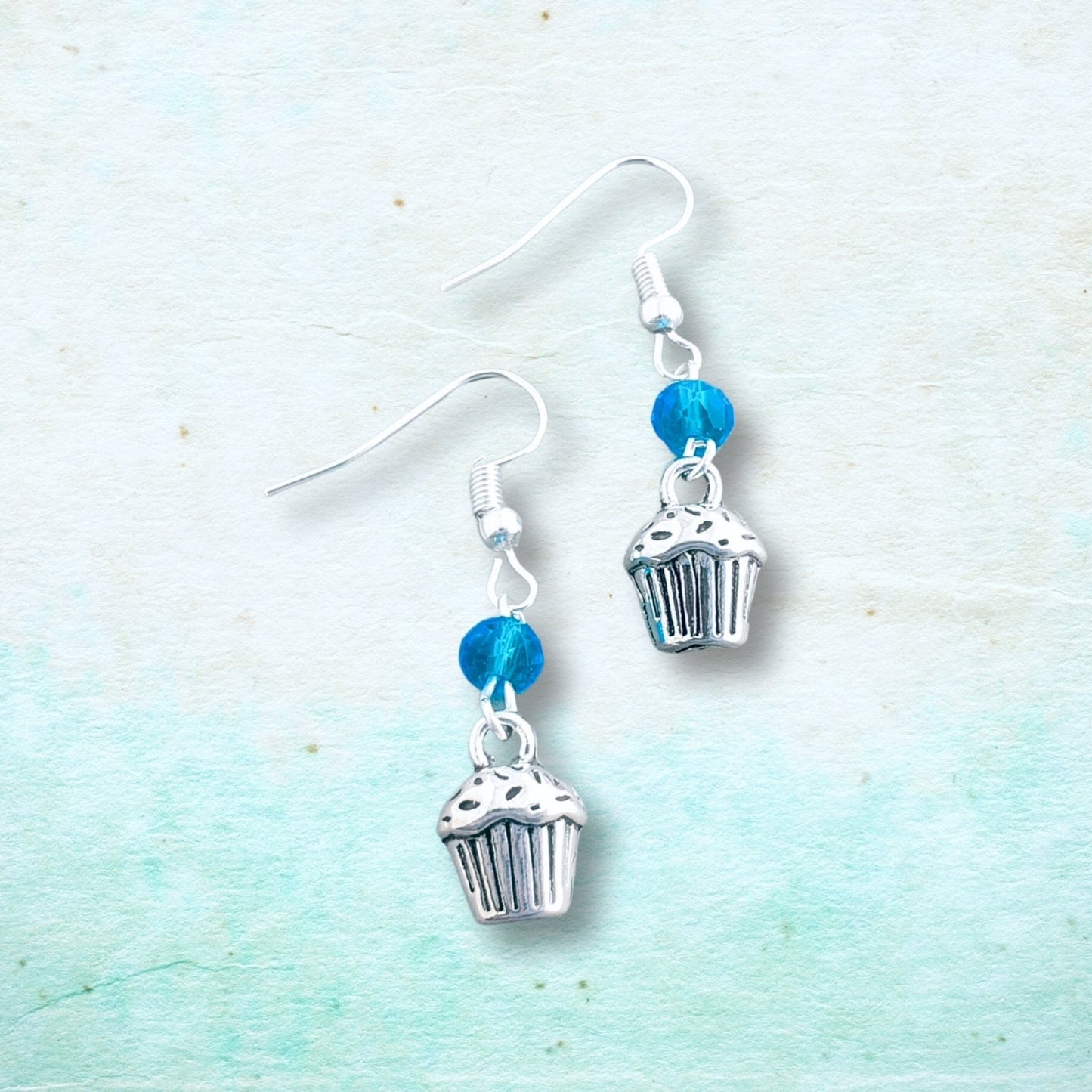 Cupcake Birthstone Earrings - Silver & Glass