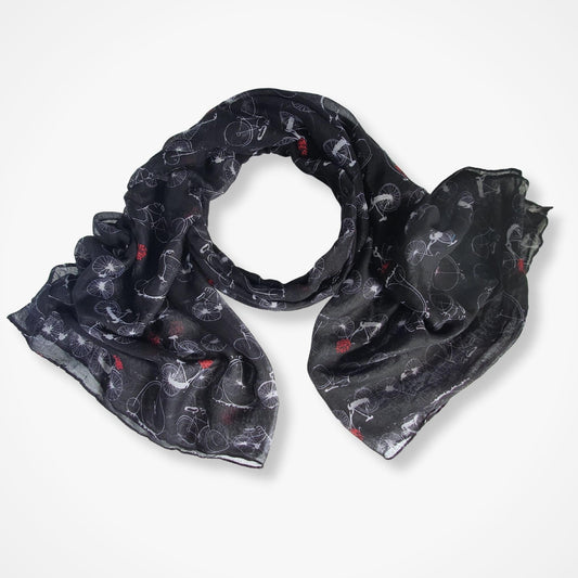 Vintage Bicycle Print Scarf - Black