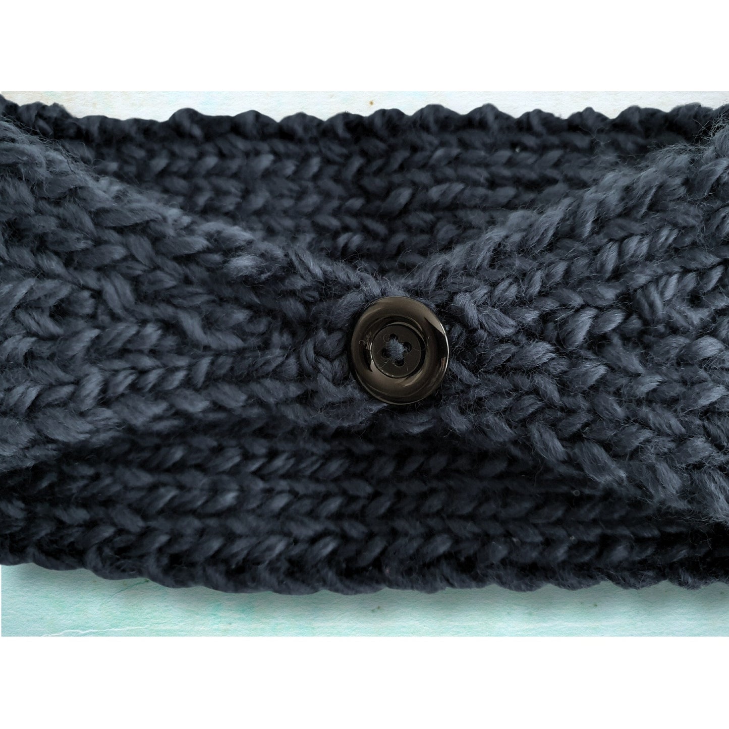 Knitted Flower Headband - Black