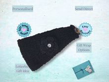 Load image into Gallery viewer, Knitted Flower Headband - Black
