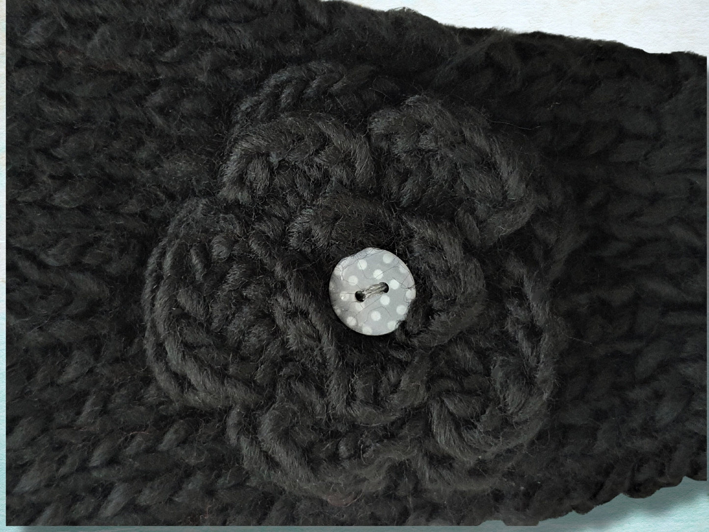 Knitted Flower Headband - Black