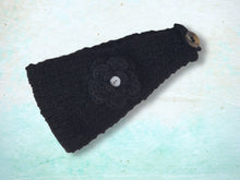 Load image into Gallery viewer, Knitted Flower Headband - Black
