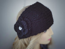 Load image into Gallery viewer, Knitted Flower Headband - Black
