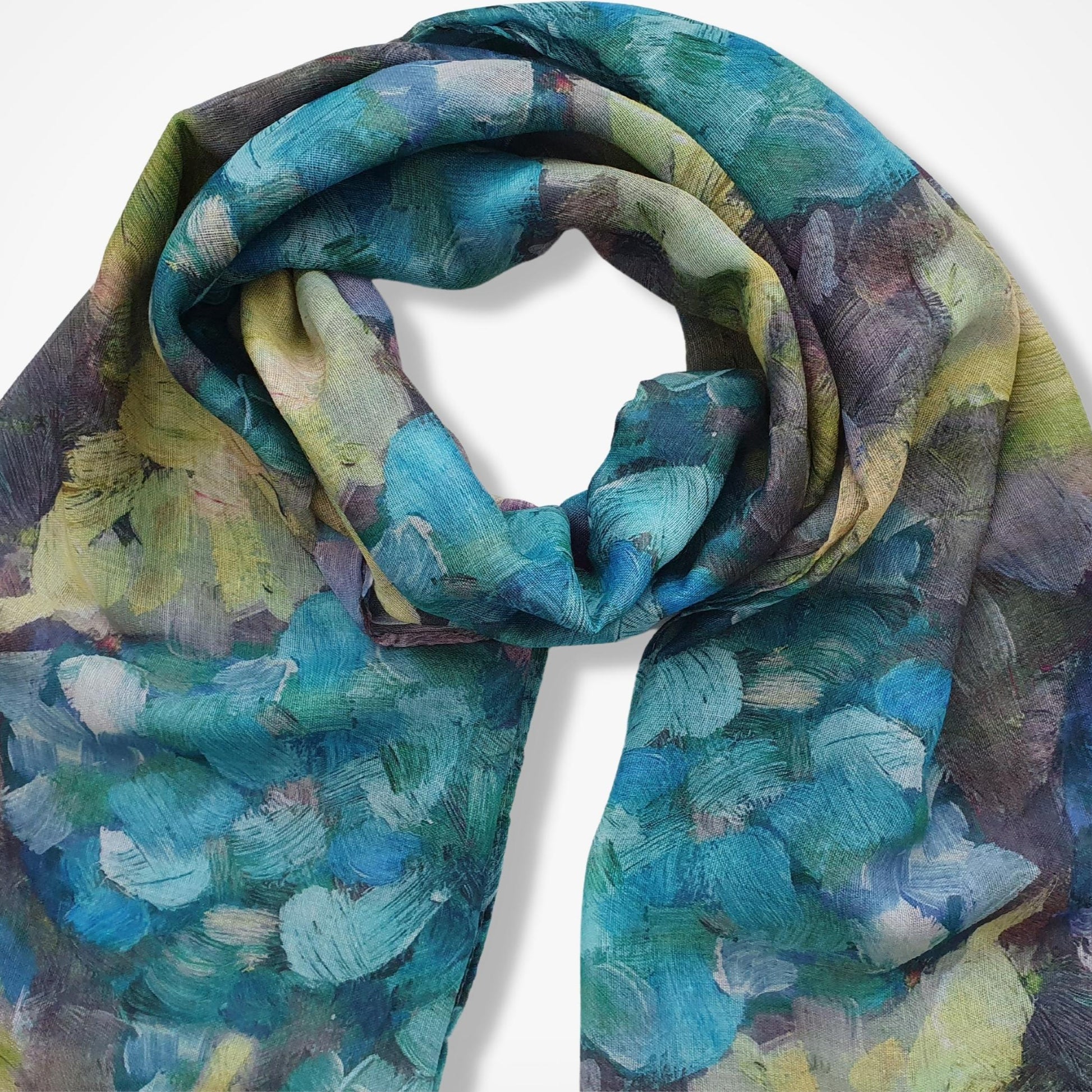 Colorful scarf with abstract design on a white background