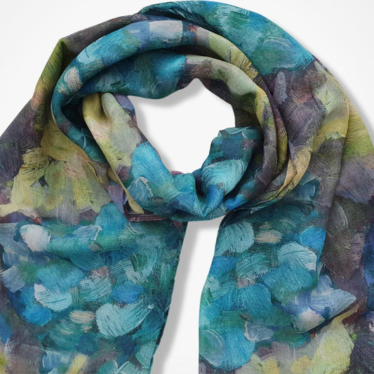 Colorful scarf with abstract design on a white background