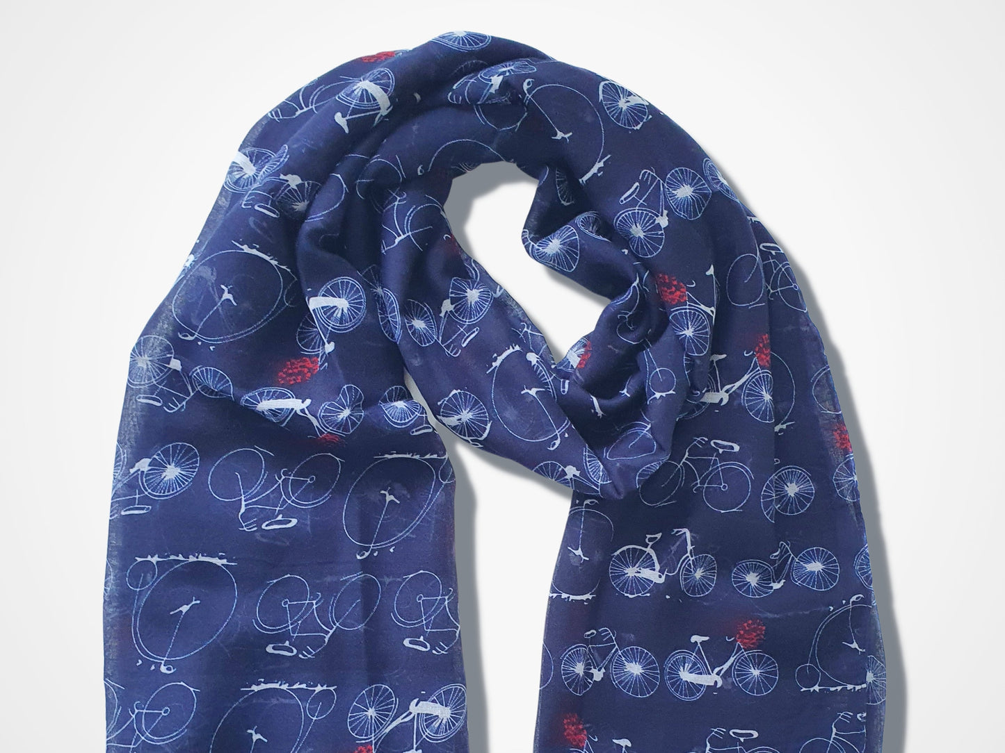 Vintage Bicycle Print Scarf - Dark Blue