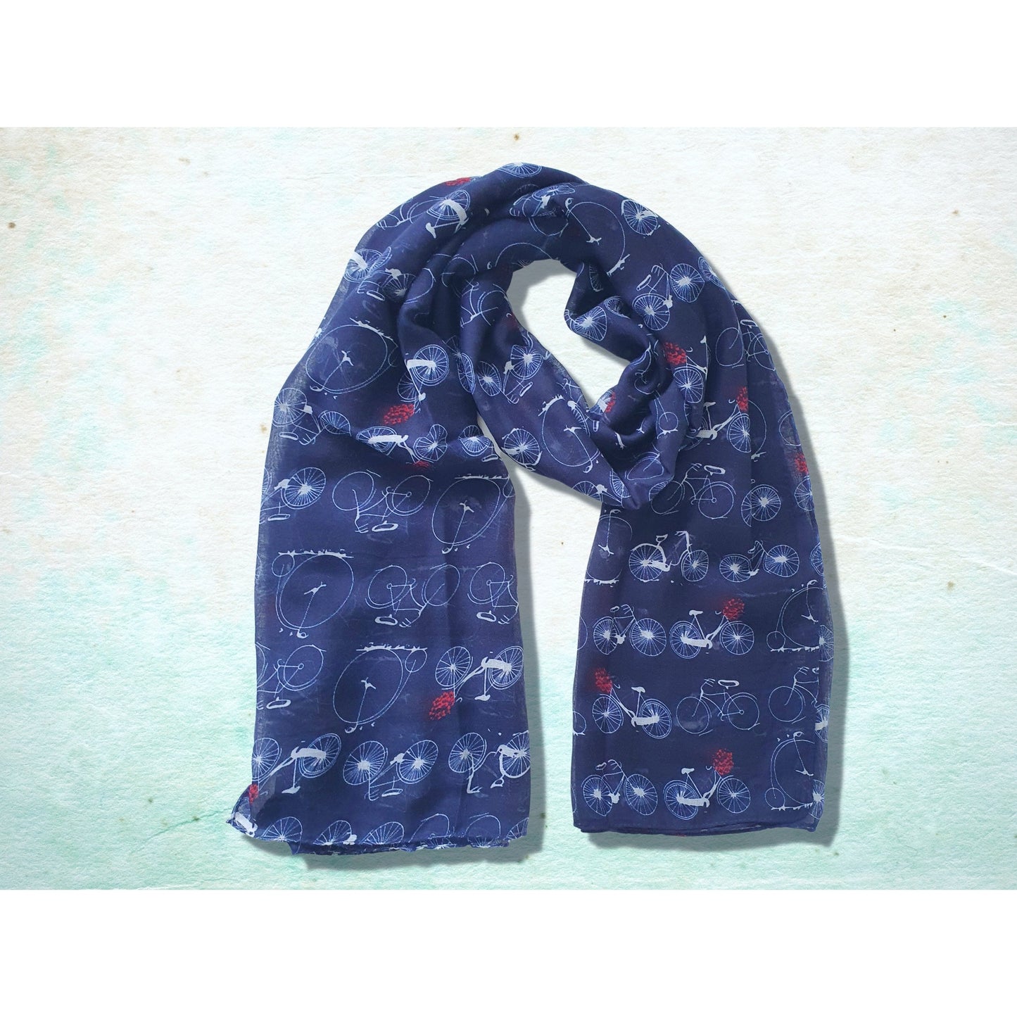 Vintage Bicycle Print Scarf - Dark Blue