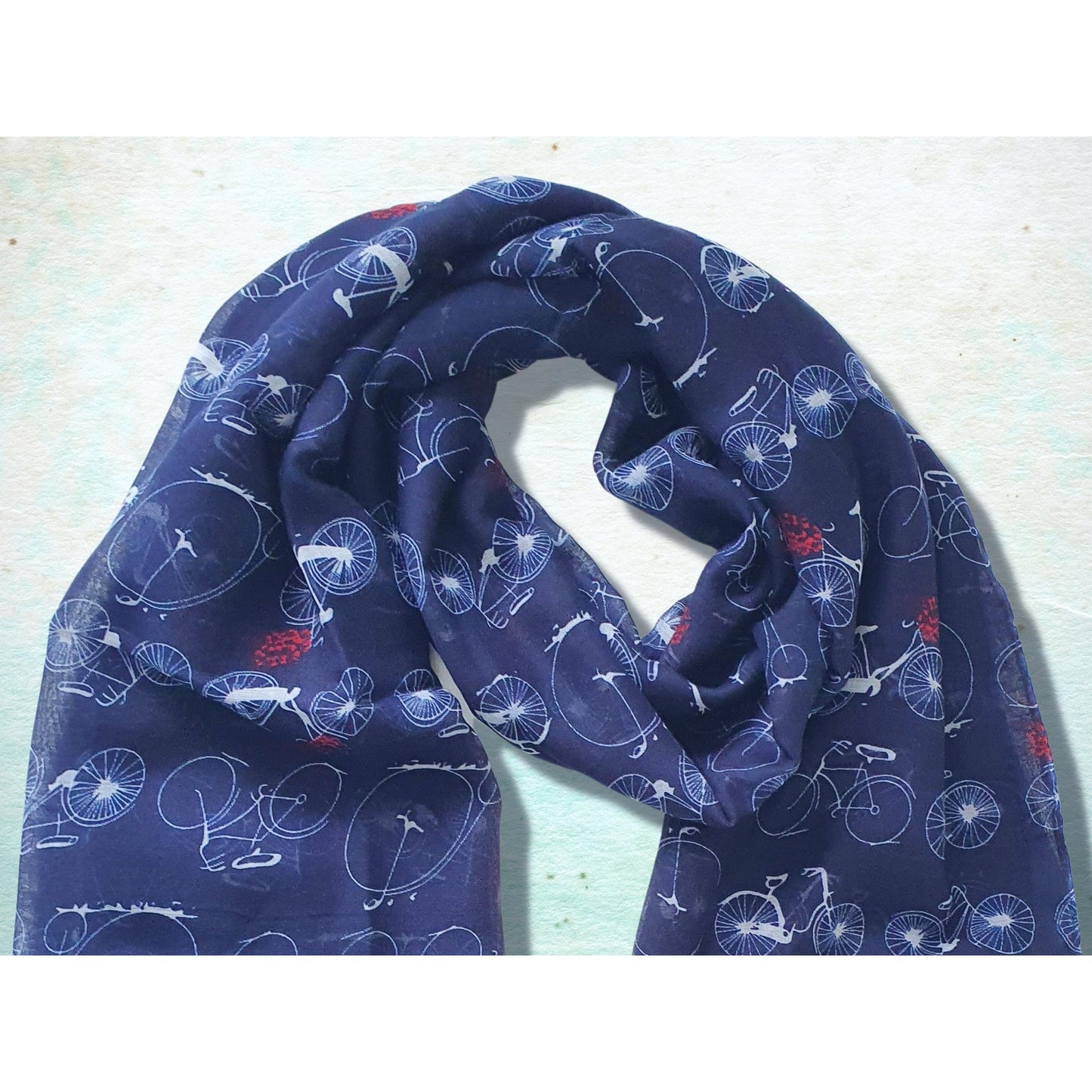 Vintage Bicycle Print Scarf - Dark Blue