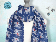 Load image into Gallery viewer, Happy Cats Scarf - Dark Blue
