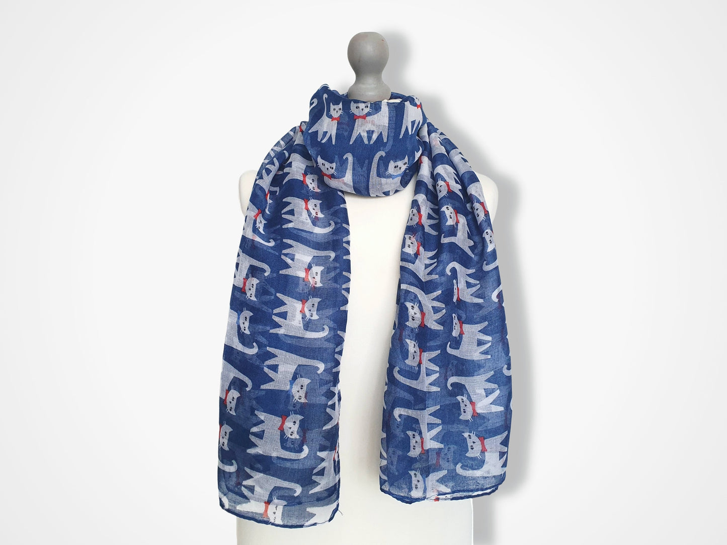 Happy Cats Scarf - Dark Blue