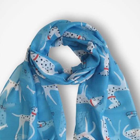 Cute Dalmatian Dog Print Scarf - Blue