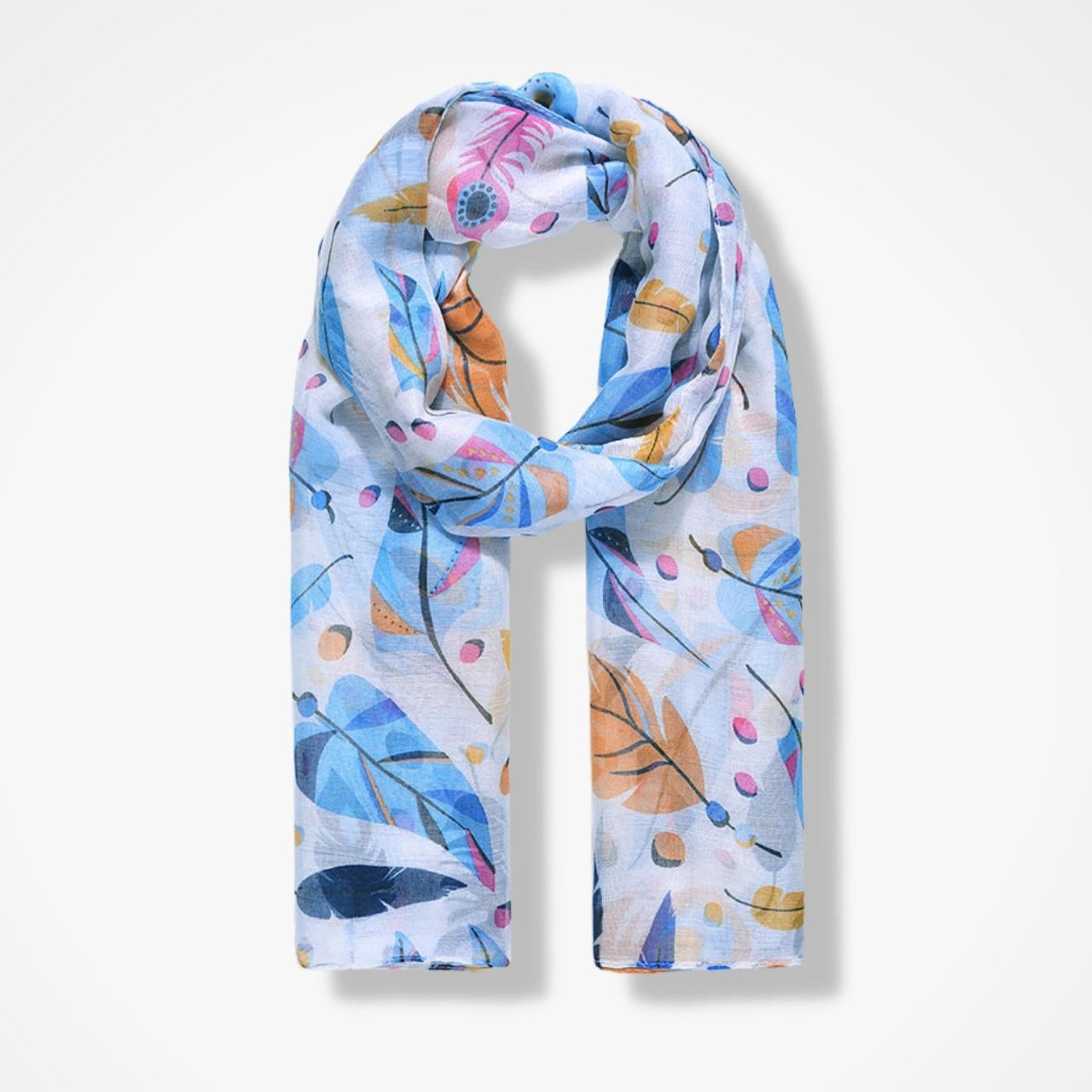 Floral patterned scarf on a white background