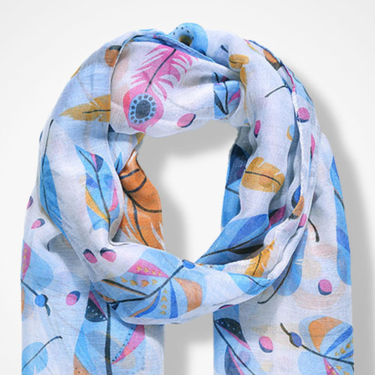 Colorful floral scarf on a white background
