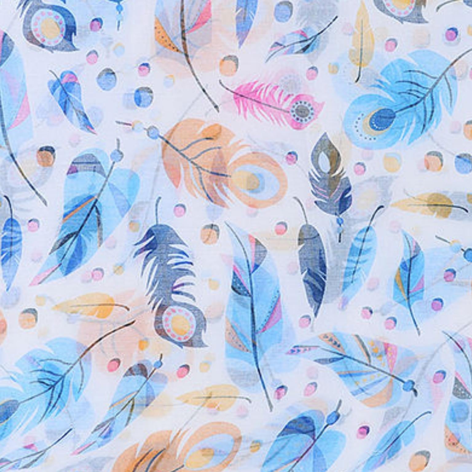 Colorful feather pattern on a white background
