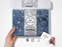 Load image into Gallery viewer, Celestial Starry Foiled Star Women&#39;s Scarf in Blue~ Personalised Gift for Her
