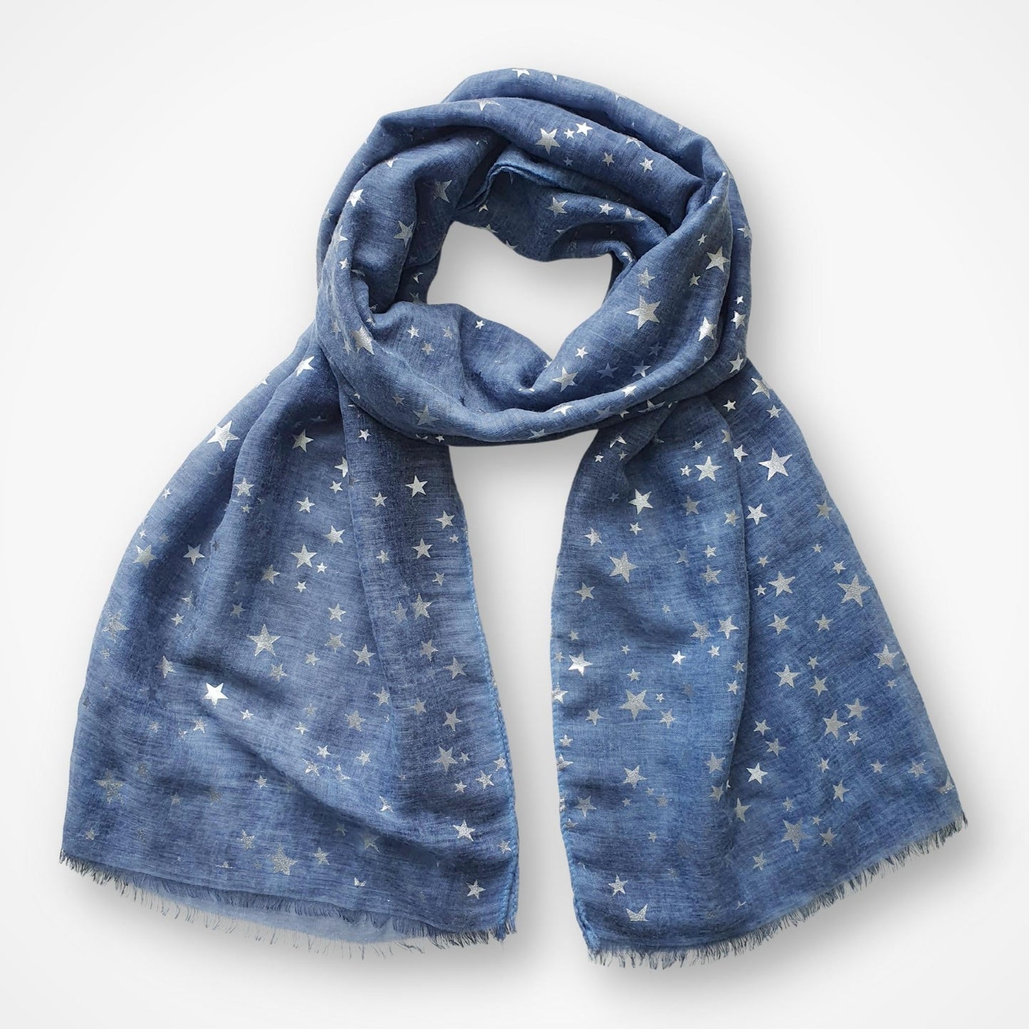 Celestial Starry Foiled Star Women's Scarf in Blue~ Personalised Gift for Her