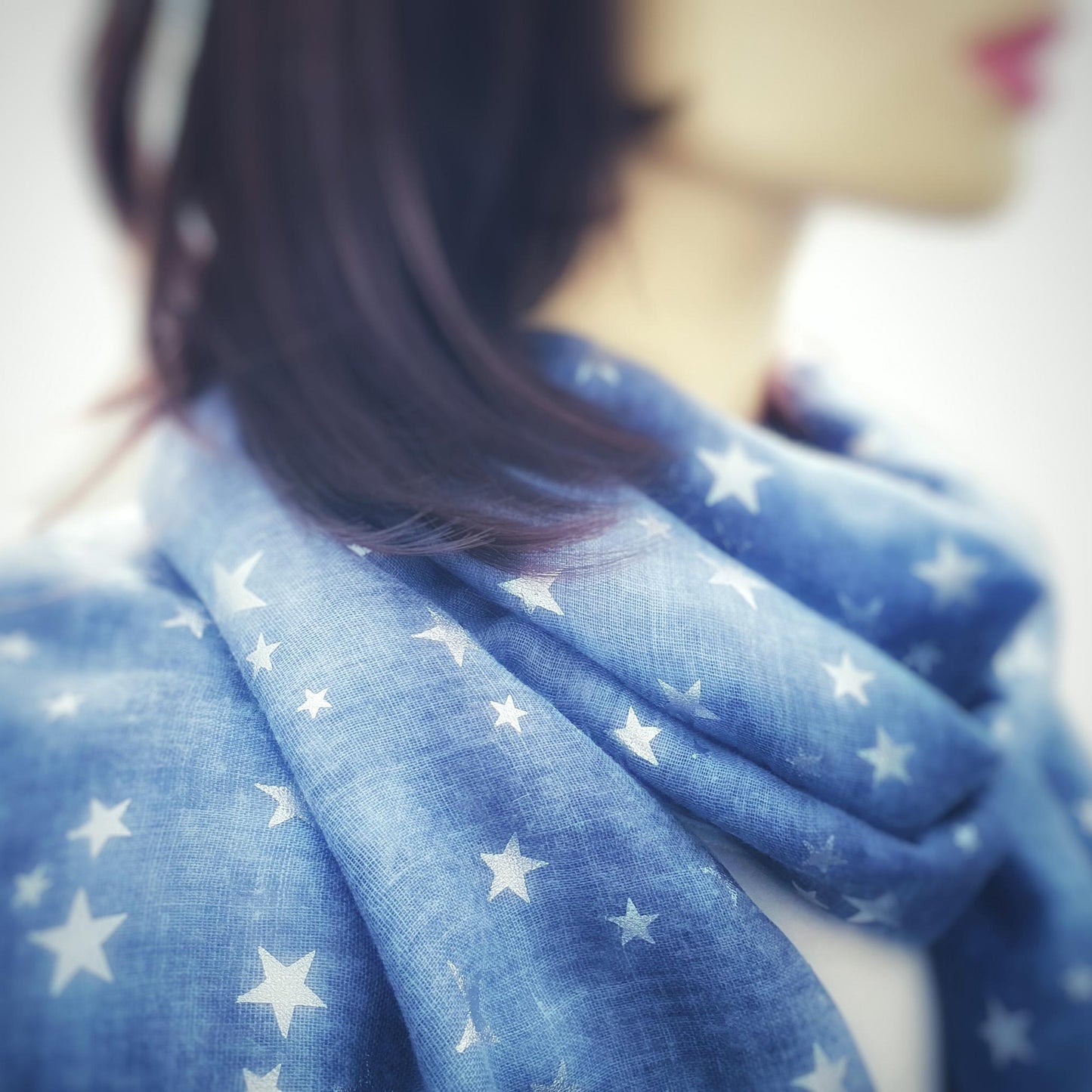 Celestial Starry Foiled Star Women's Scarf in Blue~ Personalised Gift for Her