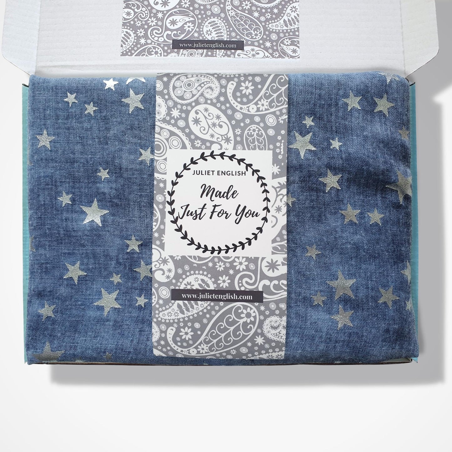 Celestial Starry Foiled Star Women's Scarf in Blue~ Personalised Gift for Her