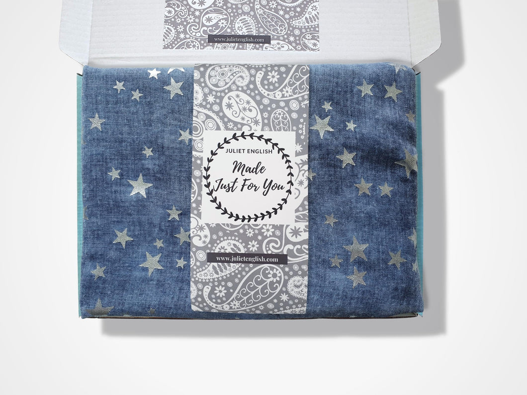 Celestial Starry Foiled Star Women's Scarf in Blue~ Personalised Gift for Her